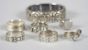 ARMBAND SAMT RINGAR, silver.