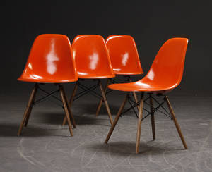 Charles Eames 1907- 1978. Fire orange skalstole 4