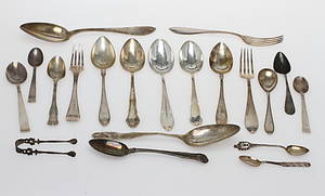 PARTI SILVER, 20 delar, mestadels skedar, 18  1900-tal.