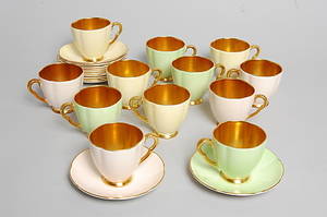 KAFFEKOPPAR, 24 delar, porslin, 1940-50-tal.