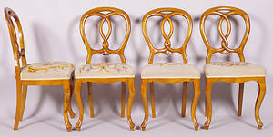 STOLAR, 4 stycken, björk, rokokostil.