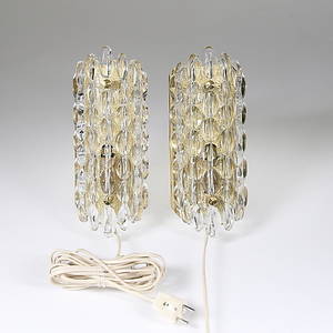 VÄGGLAMPOR, ett par, Carl Fagerlund, Orrefors, 195060-tal.