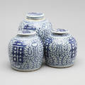 LOCKBOJANER, 3 st, porslin, Kina, 18001900-tal.