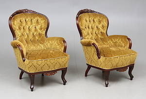 FÅTÖLJER, ett par, rokokostil, 1900-talets andra hälft.