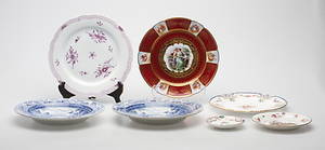 TALLRIKAR, 7 st, 1800-1900-tal, bl.a. KPM Berlin.