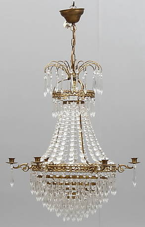 LJUSKRONA, empirestil, 6-ljusarmar, 1900-tal.