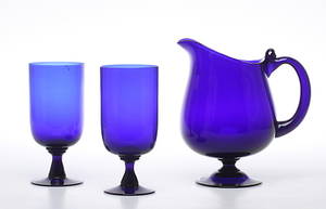 PARTI GLAS, 3 delar, möjligen Monica Bratt för Reijmyre, 1900-tal.