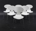 Arne Jacobsen 1914-2007 Sæt på seks stole, model 3100 Myren, hvidlakerede 6