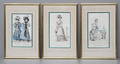 MODEBILDER, 3 st. Publicerade i La Belle Assemblée, England, 1800-tal.