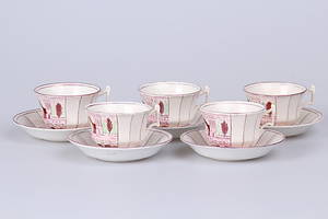 KAFFEKOPPAR, 10 delar, 1800-tal, Gustavsberg.