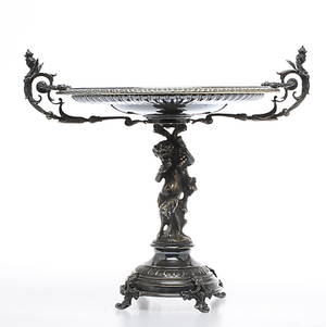 FAT PÅ FOT, nysilver, omkring sekelskiftet 1900.