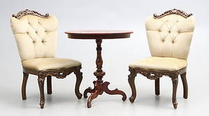 SALONGSSTOLAR, ett par samt PELARBORD.