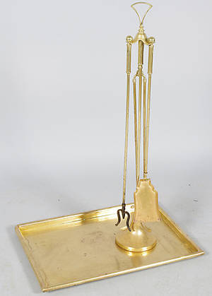 BRASSET SAMT BRICKA, mässing.