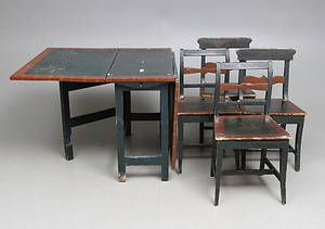 SLAGBORD, samt, 4 STOLAR, 1800 tal.