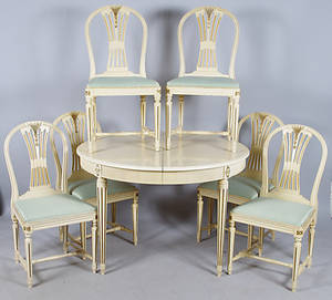 MATSALSGRUPP, vitmålad, Axet, gustaviansk stil.