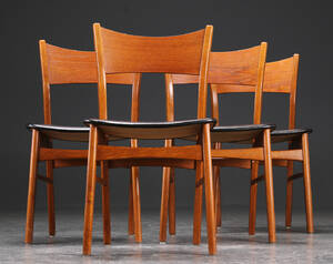 Fire stole af teaktræ, sort skai, dansk møbelproducent 4 Denne vare er sat til omsalg under nyt varenummer 4347378