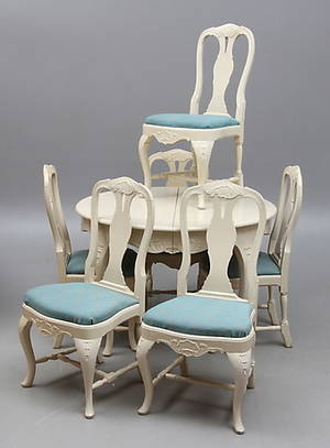 MATSALSGRUPP, 7 delar, rokokostil, 1900-tal.