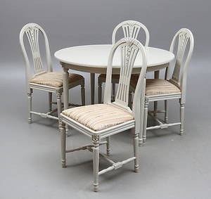 MATSALSGRUPP, 5 delar, gustaviansk stil, 1900-tal.