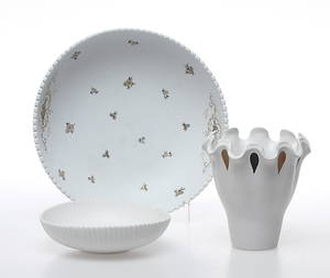 PARTI KERAMIK, 3 delar, Vinda Stig Lindberg samt Våga Wilhelm Kåge, Gustavsberg.