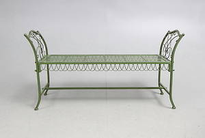 TRÄDGÅRDSBÄNK, grönlackerad metall, 2000 tal.