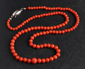 Halskæde, koral og sterling sølv