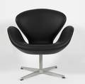 Arne Jacobsen 1902-1971 Hvilestol Svanen nypolstret i sort læder