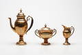 KAFFESERVIS, 3 delar, mässing, 1800-tal.