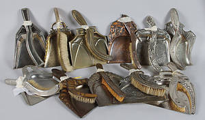 ÄLDRE BORSTSET, nysilver, mässing, koppar.