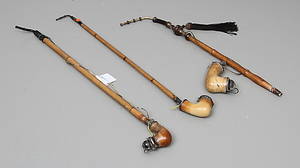 LÅNGPIPOR, sjöskum, 3 st, 1800-tal.