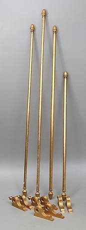 GARDINSTÄNGER 4 st samt vägghållare, 1900-tal.