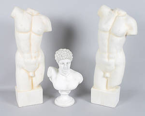 GIPSFIGURER, 3 stycken, mansfigurer.