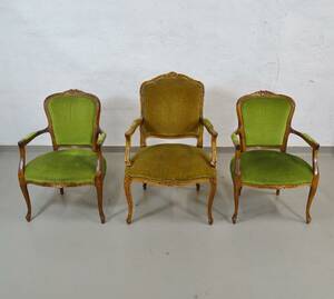 12 st karmstolar, rokokostil, stoppad sits