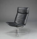 Lænestol af læder og forkromet metal. Model Sky