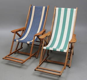 SOLSTOLARDÄCKSTOLAR, ett par, 1900-tal.