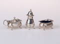 SALT- och PEPPARKAR, silver, 3 delar, Birmingham, England.