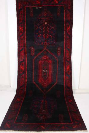 Kurdisk handknuten gallerimatta Sanandaj, mått 400x155 cm.