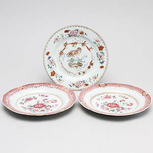 TALLRIKAR, 3 st, porslin, Kina 1700-tal.