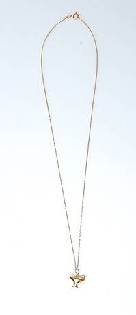 HÄNGE, lergök,18 K guld, vikt 4 g.