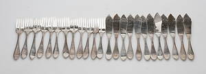 FISKBESTICK, 24 delar, nysilver, Svensk spets, 1900-tal.