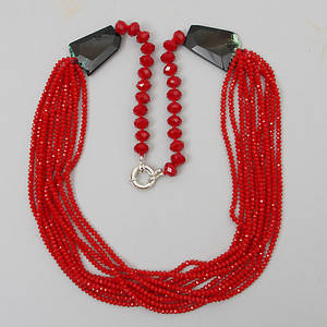 COLLIER, agat och röda kristaller.
