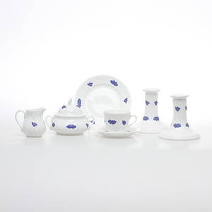 KAFFESERVISDELAR, 27 delar, benporslin, Blå Blom, Gustavsberg.