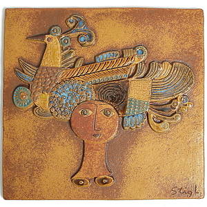 VÄGGRELIEF, stengods, Stig Lindberg, Gustavsberg.