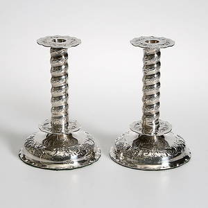 LJUSSTAKAR, 2 st, silver. Barockstil, TESI, Göteborg. 1952.