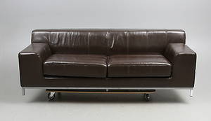 SOFFA, metallunderrede samt läderklädsel, 192000-tal.