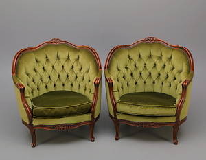 FÅTÖLJER, ett par, rokokostil, 1900-tal.