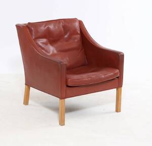 Børge Mogensen. Lænestol, original læder, model 2207