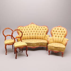 SALONGSGRUPP, 4 delar, rokokostil, 1900-tal.