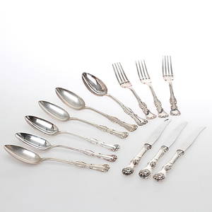 BESTICK 12 delar, silver, Prins Albert, GAB och CG Hallberg, 1900-talets andra hälft.