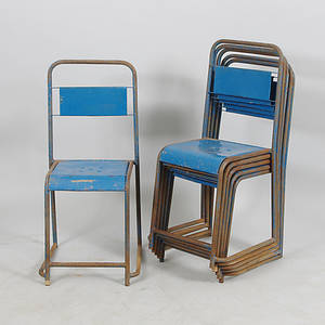 STOLAR, 6 stycken, målad plåt, industridesign, Frankrike.