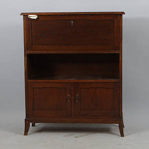 SKÅP MED SKRIVKLAFF, ek, jugend.